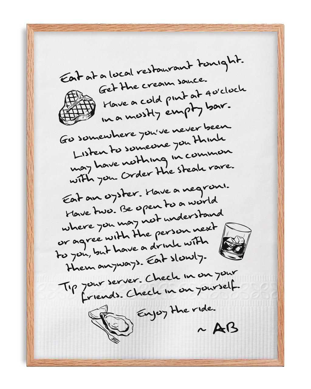 Enjoy The Ride Print - Anthony Bourdain Quote