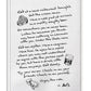 White-framed handwritten dining advice artwork with steak, drink, and oyster illustrations on white.