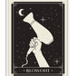 White-framed Blowout art print depicting a hand holding a hair dryer beneath a crescent moon and stars.