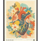Black-framed YOTIF Cardia in Bloom art print with an anatomical heart surrounded by colorful flowers and a butterfly.