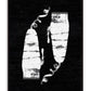 Black-framed Clippers art print featuring two distressed white clipper shapes and curling cords on a textured black background.