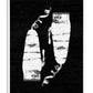 White-framed Clippers art print featuring two distressed white clipper shapes and curling cords on a textured black background.