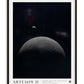 Black-framed Artemis II art print showing a crescent Earth above the illuminated, cratered curve of the lunar horizon.