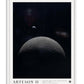 White-framed Artemis II art print showing a crescent Earth above the cratered lunar horizon.