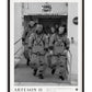 Black-framed Artemis II crew art print featuring four astronauts in spacesuits walking out of a NASA building.
