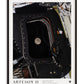 Black-framed Artemis II Goodnight Moon art print showing the Moon through a spacecraft window surrounded by equipment.