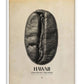 White-framed Hawaii Kona coffee art print featuring an enlarged coffee bean with island outlines.