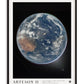 Black-framed Artemis II artwork showing Earth against a black, star-filled background.