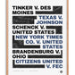 Oak-framed typography art print listing landmark free speech legal cases in black and blue with hatched graphic blocks.