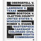White-framed LGBTQ rights art print listing landmark court cases in black and blue typography.