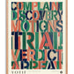 Oak-framed legal-themed artwork with layered green, coral, navy, and cream typography.
