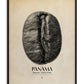 Black-framed Panama Boquete coffee bean art print with map outlines on a cream background.