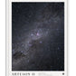 White-framed Artemis II Starstruck art print featuring a dense star field and the cloudy band of the Milky Way.