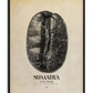Black-framed Sumatra Aceh, Lintong art print featuring a black coffee bean overlaid with map outlines.
