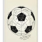 White-framed “The Beautiful Game” artwork featuring a soccer ball diagram and Uruguay 1930 inscription.