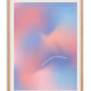 Oak-framed pink, blue, and lavender abstract gradient art print reading “The only way out is through.”