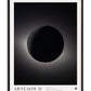 Black-framed Artemis II eclipse artwork showing a dark celestial sphere surrounded by a faint glow.