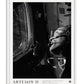 White-framed Artemis II art print showing a black-and-white portrait of an astronaut wearing a headset beside a spacecraft window.
