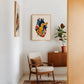 Framed abstract heart wall art on office wall