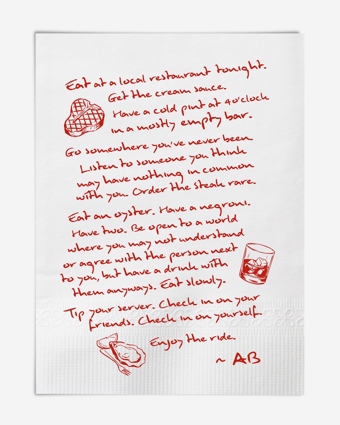Enjoy The Ride Print - Anthony Bourdain Quote