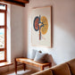 Abstract art print of a human kidneys in a modern, minimal style, on entryway wall