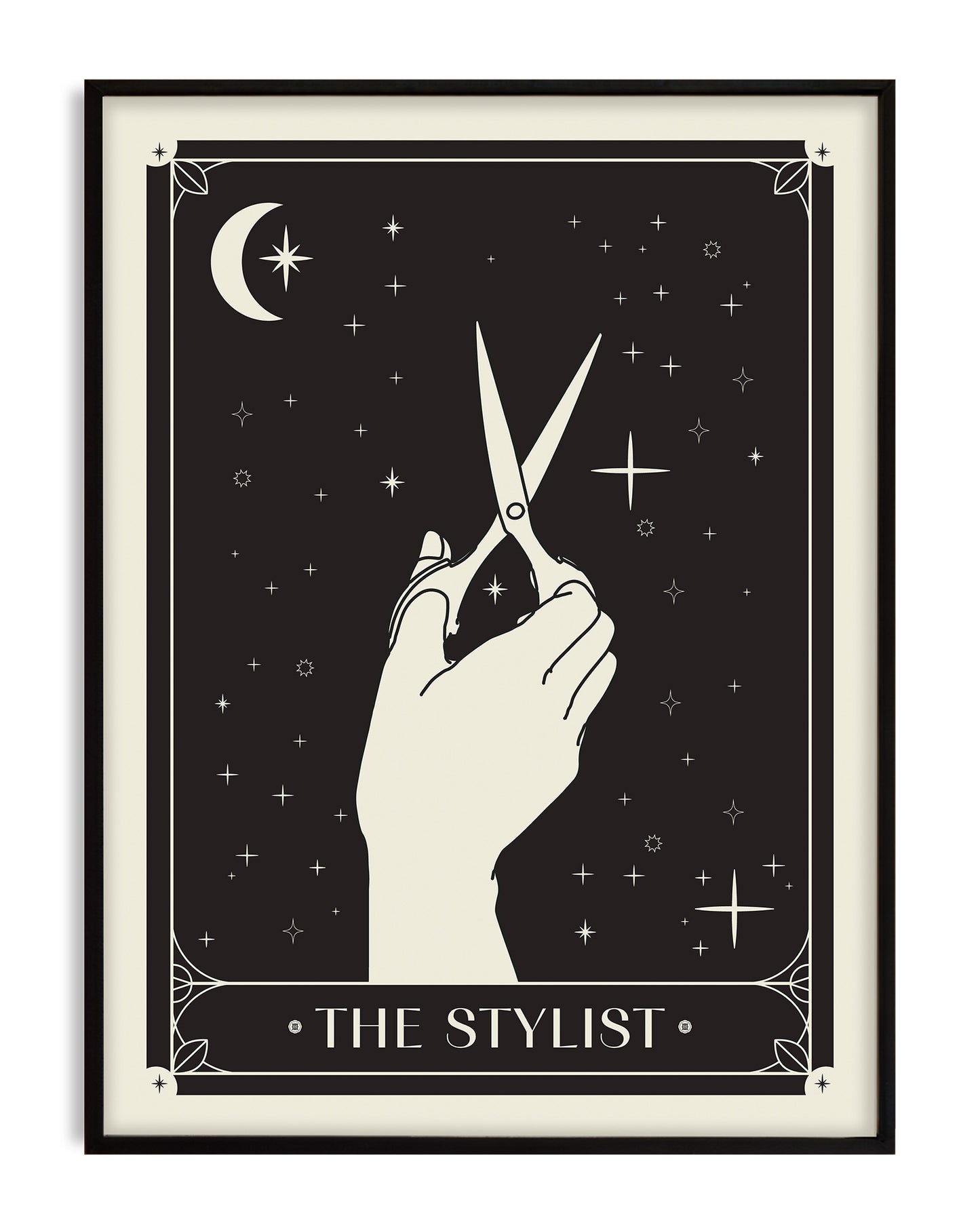 Wall art print featuring professional hair shears, designed for hair salons and stylist studios