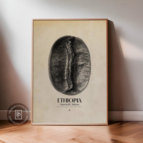 Ethiopia Coffee Origins Print | Café Wall Art, Coffee Poster, Kitchen Decoration, Cafe-themed, Espresso Bar & Barista Decor