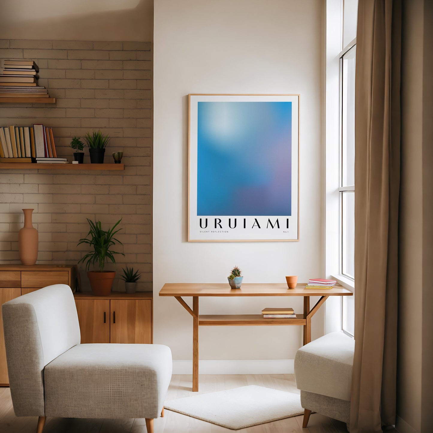 Silent Reflection No.1 | Minimalist Blue Gradient Art Print, Modern Abstract Wall Art, Meditation Room Decor, Yoga Studio Decor