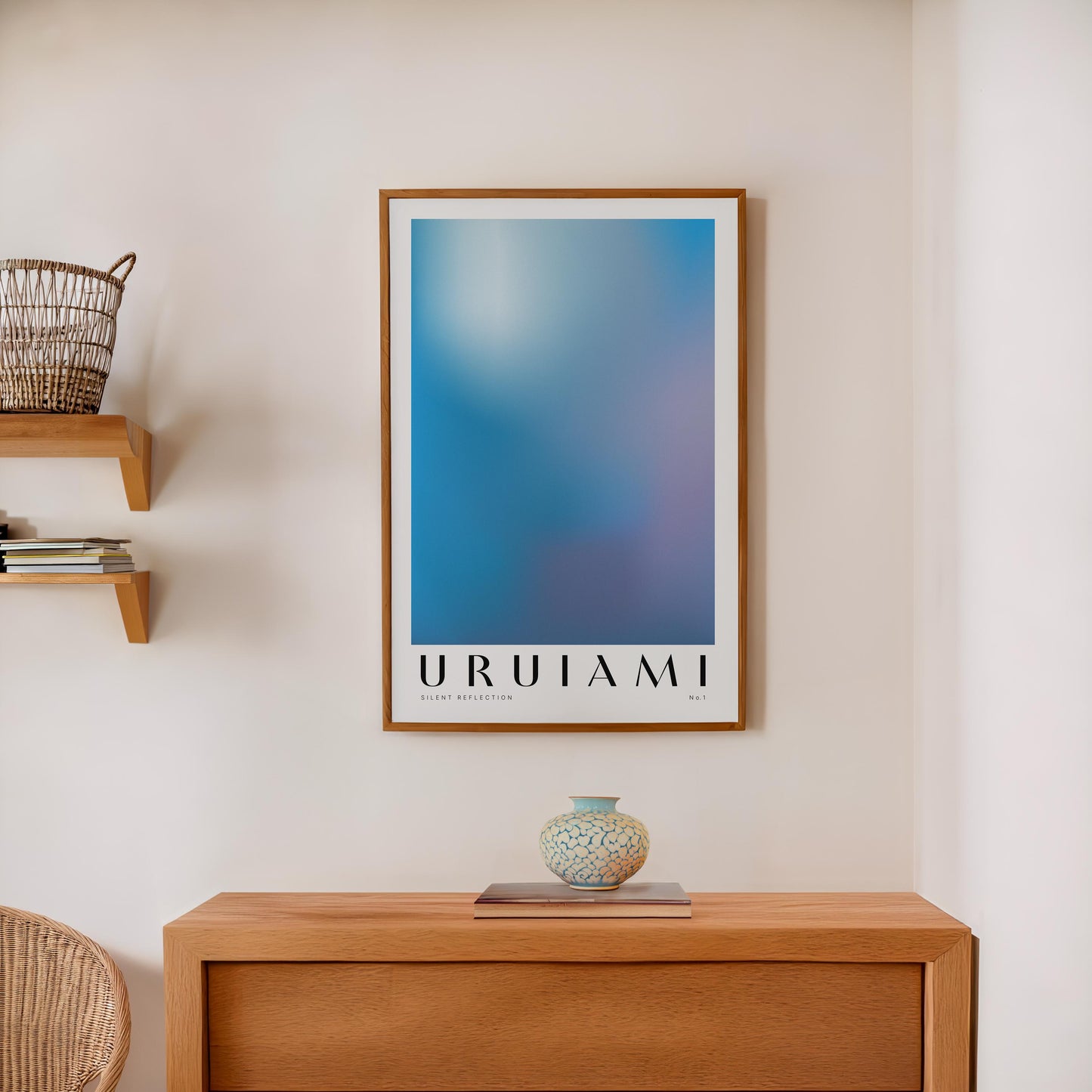 Silent Reflection No.1 | Minimalist Blue Gradient Art Print, Modern Abstract Wall Art, Meditation Room Decor, Yoga Studio Decor