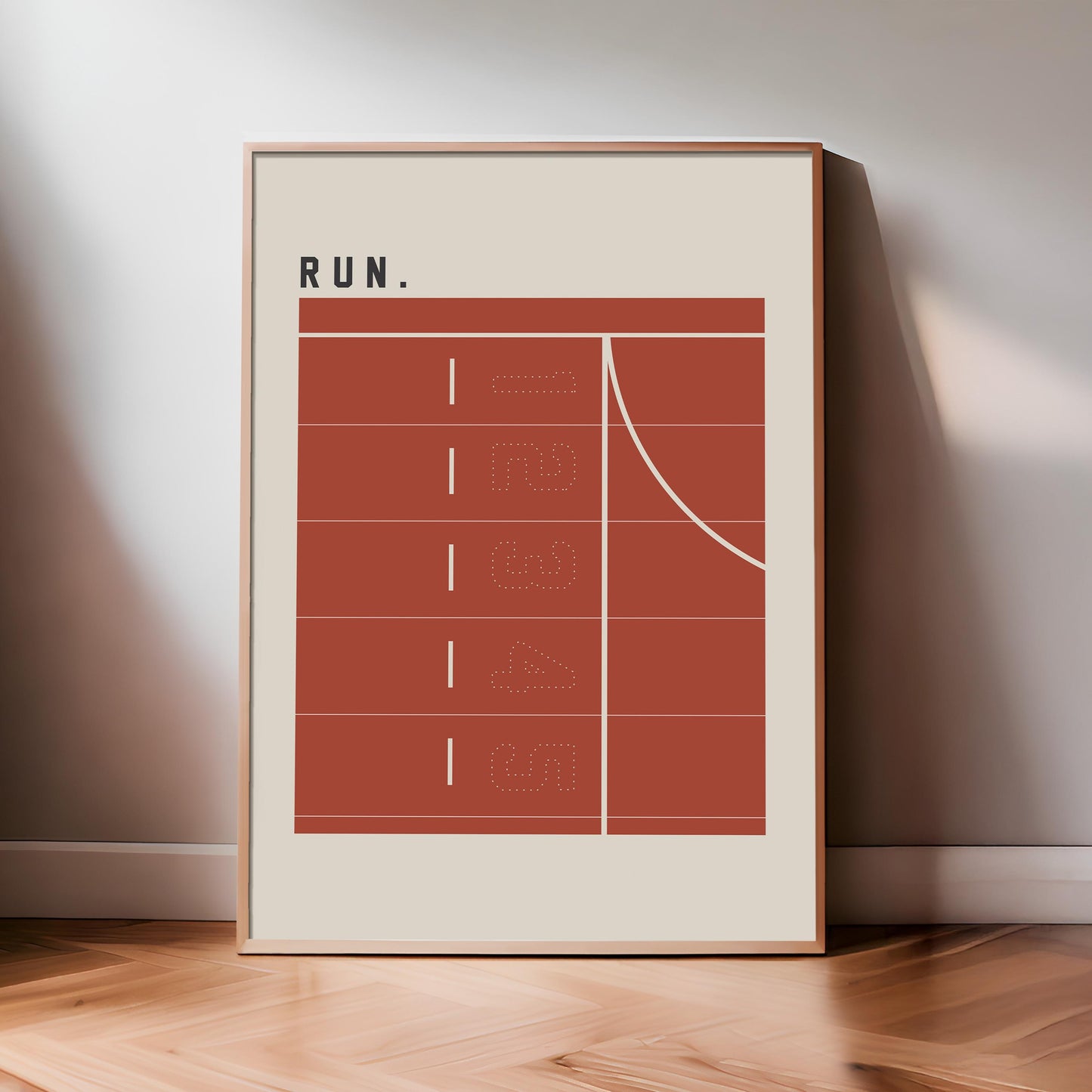 Run Poster | Minimalist Running Wall Art, Track Lane Print, Runner Gift, Marathon Decor, Athletic Training Poster, Premium Poster