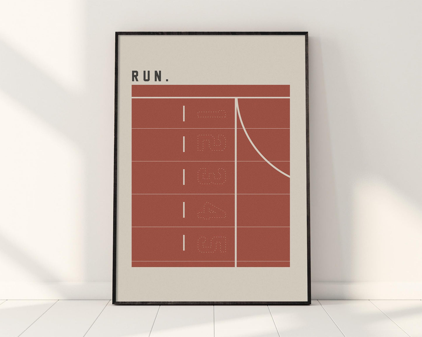 Run Poster | Minimalist Running Wall Art, Track Lane Print, Runner Gift, Marathon Decor, Athletic Training Poster, Premium Poster
