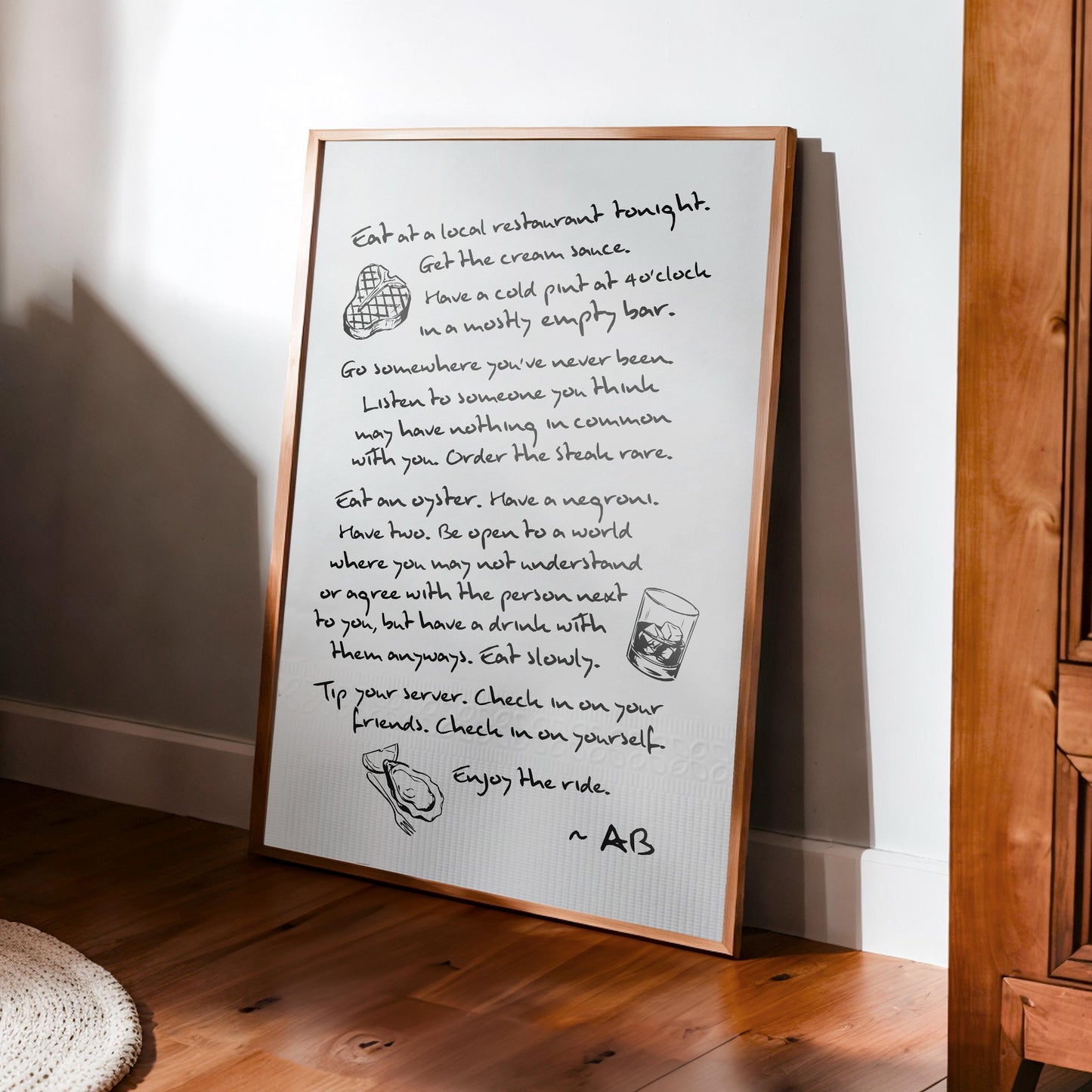 Enjoy The Ride Print - Anthony Bourdain Quote (Black)