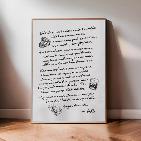 Enjoy The Ride Print - Anthony Bourdain Quote (Black)