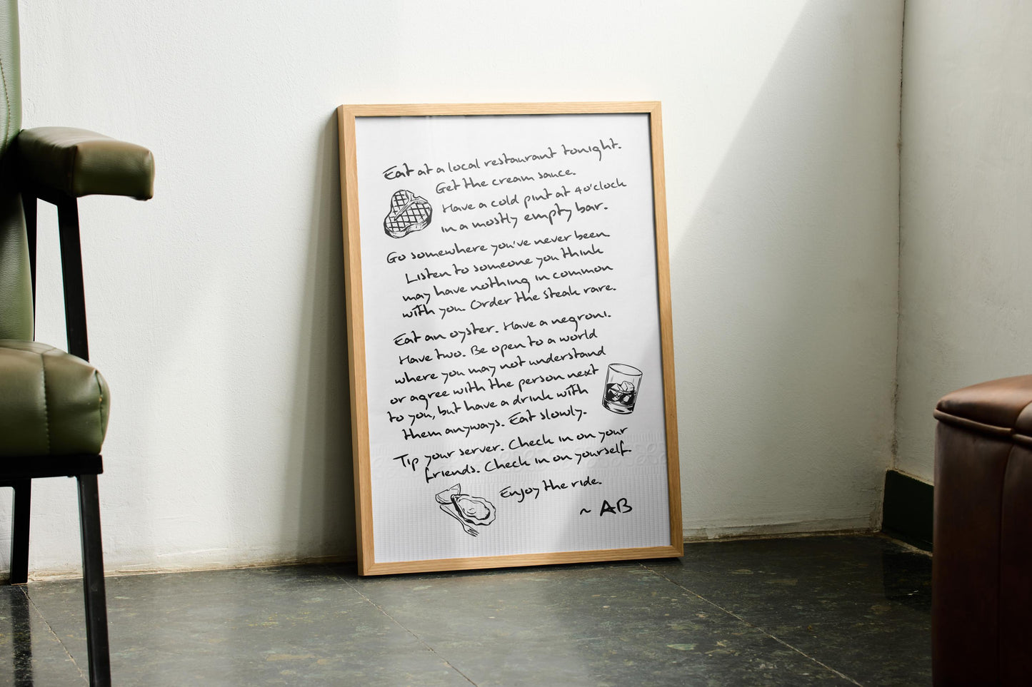 Enjoy The Ride Print - Anthony Bourdain Quote (Black)