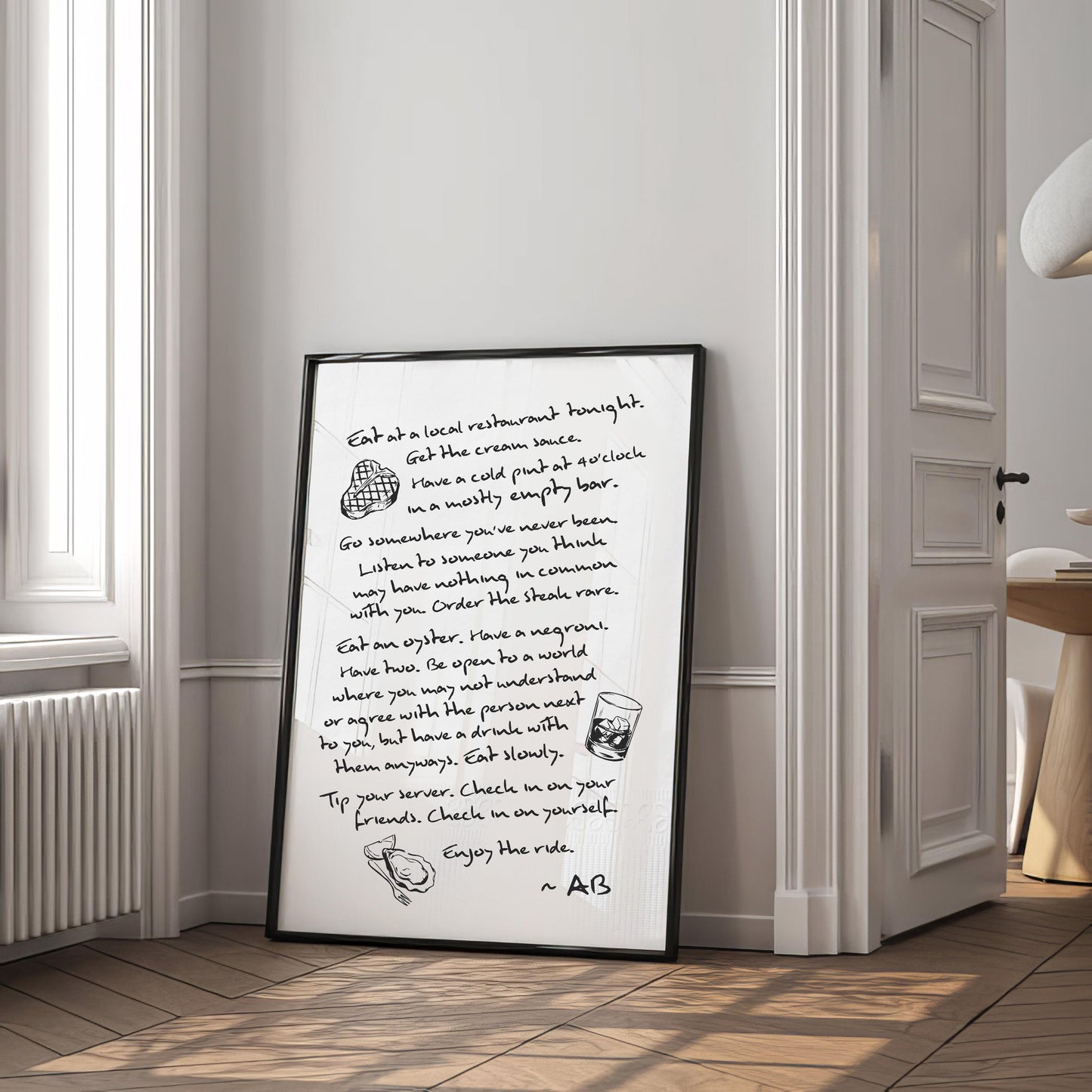 Enjoy The Ride Print - Anthony Bourdain Quote (Black)
