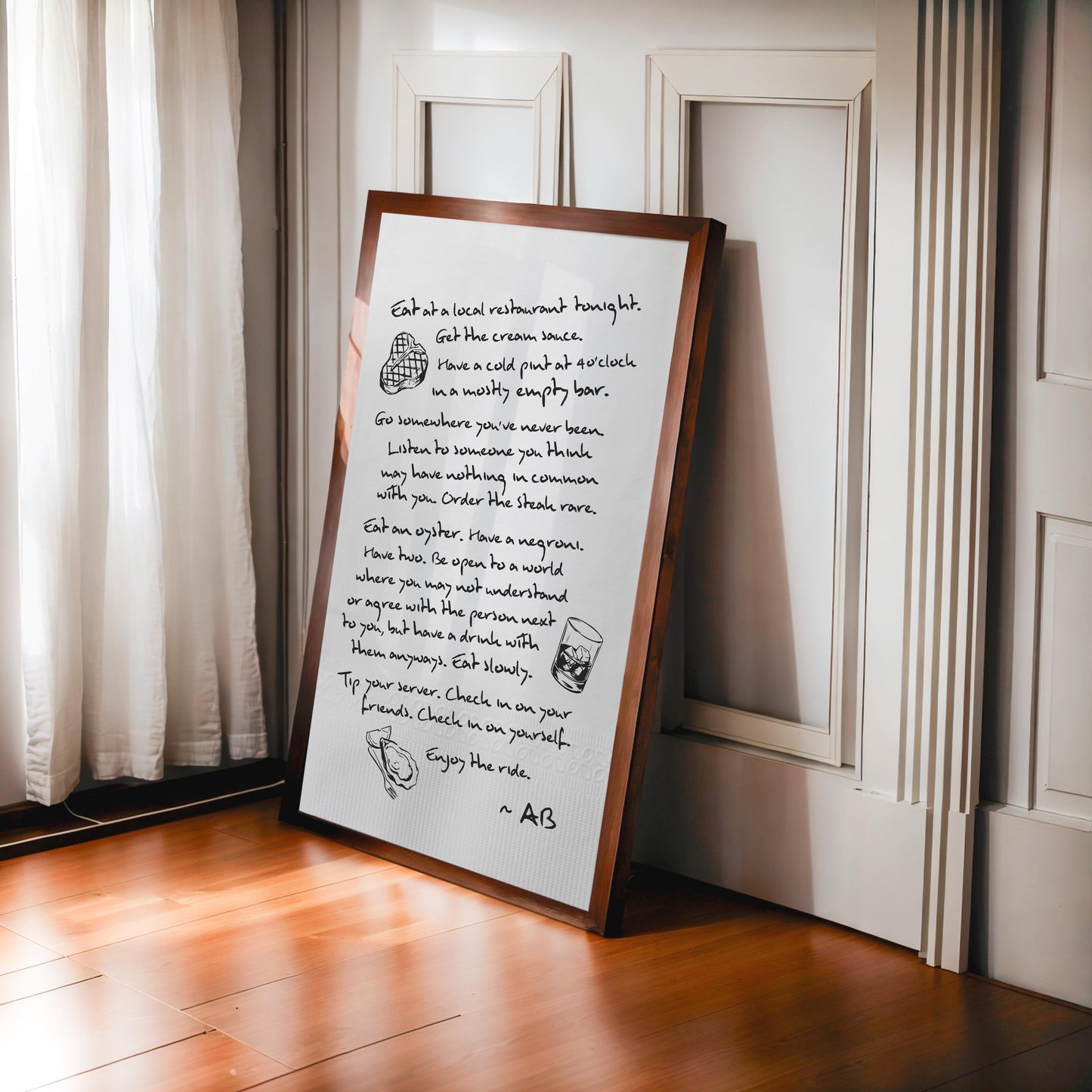 Enjoy The Ride Print - Anthony Bourdain Quote (Black)