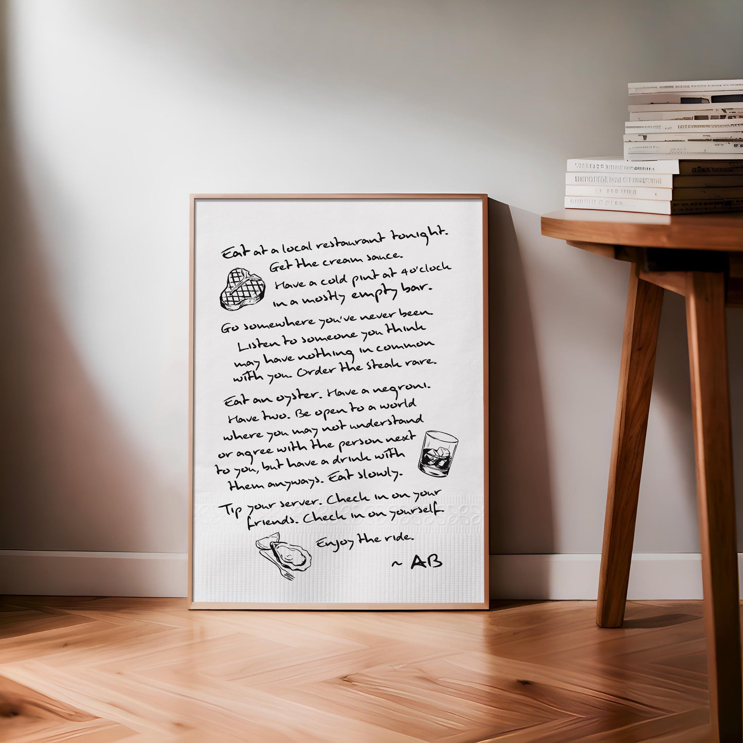 Enjoy The Ride Print - Anthony Bourdain Quote (Black)