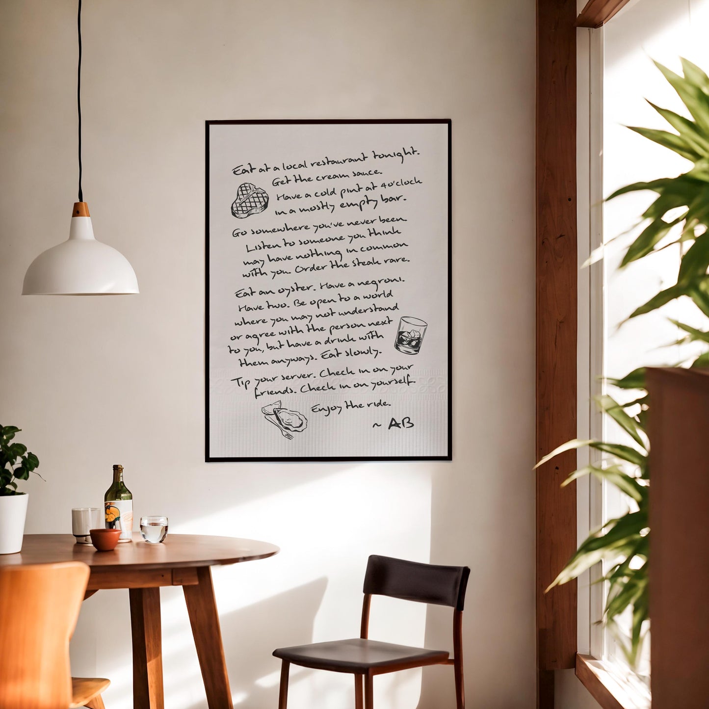 Enjoy The Ride Print - Anthony Bourdain Quote (Black)