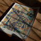 Unframed YOTIF anatomy art print showing a floral rib cage, branching vessels, butterflies, and a bird on a sunlit wooden table.