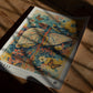 Unframed Hepar in Bloom art print with anatomical liver vessels, flowers, a bird, and butterflies on a sunlit wooden floor.