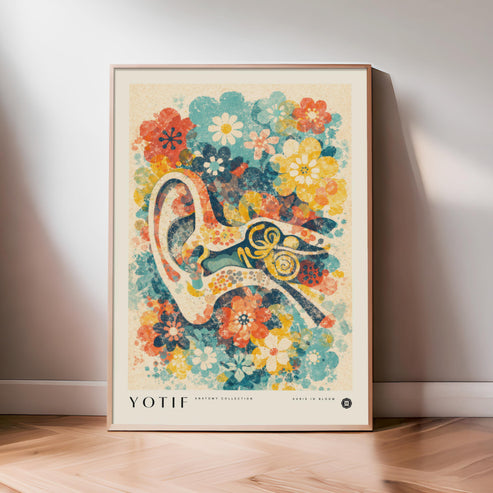 Auris in Bloom | Floral Ear Artwork, Abstract Anatomy Wall Art, Medical Print, Doctor Poster, Med School Grad Gift, Medicine Decor