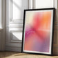 Black-framed “This is my happy place” gradient art print leaning against an ornate white paneled wall.