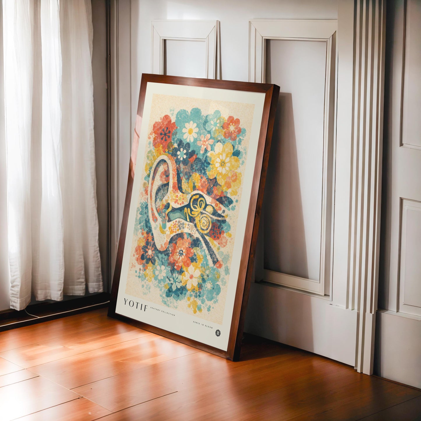 Auris in Bloom | Floral Ear Artwork, Abstract Anatomy Wall Art, Medical Print, Doctor Poster, Med School Grad Gift, Medicine Decor