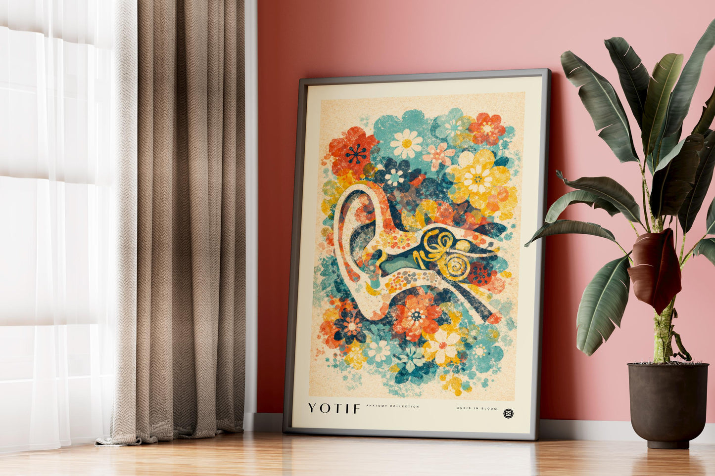 Auris in Bloom | Floral Ear Artwork, Abstract Anatomy Wall Art, Medical Print, Doctor Poster, Med School Grad Gift, Medicine Decor