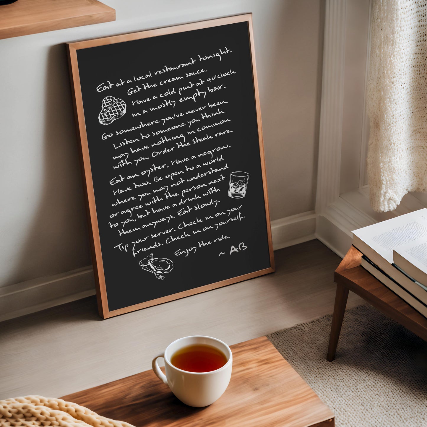 Enjoy The Ride Print - Anthony Bourdain Quote (Noir)