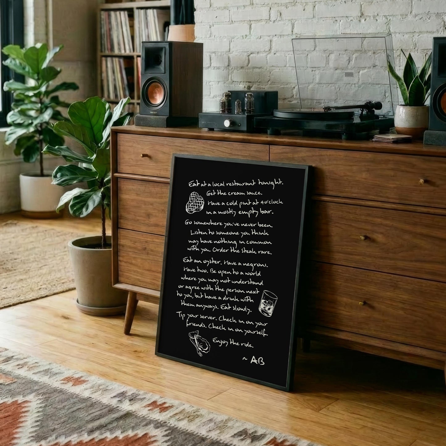 Enjoy The Ride Print - Anthony Bourdain Quote (Noir)