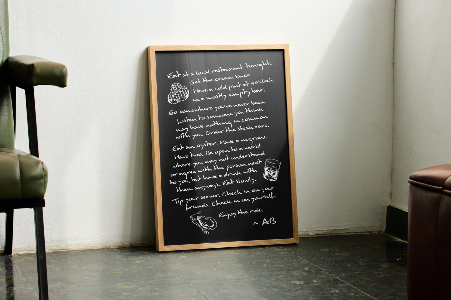 Enjoy The Ride Print - Anthony Bourdain Quote (Noir)