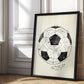 Black-framed 1930 World Cup opening match diagram artwork leaning against a sunlit paneled wall.