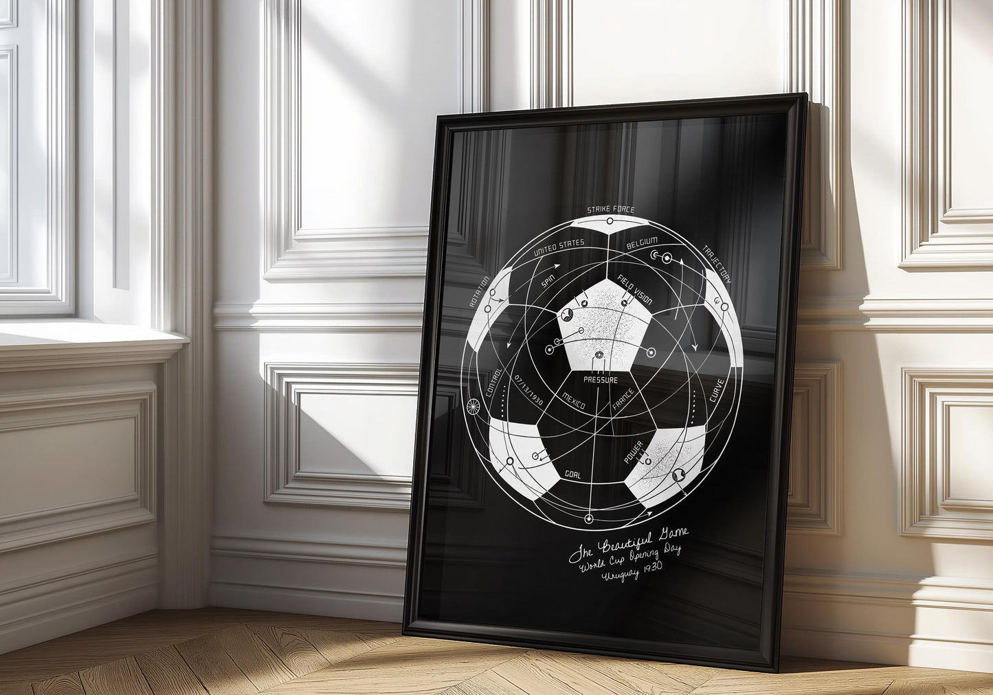 The Beautiful Game (Black) | World Cup Soccer Print, Football Wall Art, Soccer Ball Poster, Soccer Fan Gift, Sports Diagram