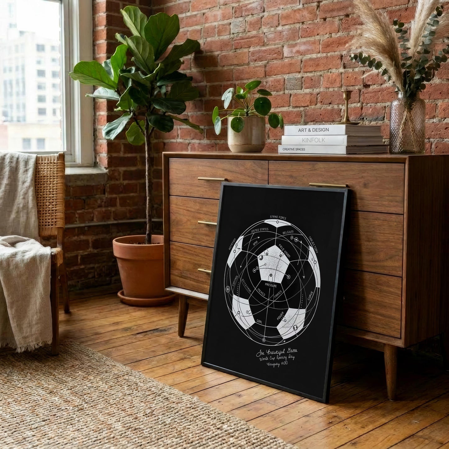 The Beautiful Game (Black) | World Cup Soccer Print, Football Wall Art, Soccer Ball Poster, Soccer Fan Gift, Sports Diagram